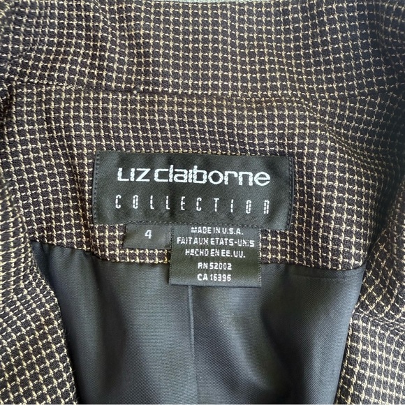 Vintage Liz Claiborne Brown Tan Suit Jacket Blazer Rayon Wool Sz 4 - Picture 7 of 8